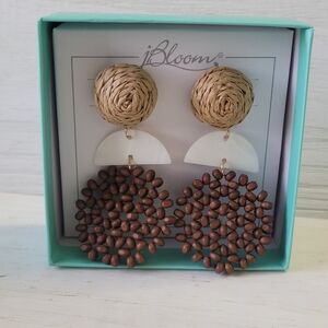 jBloom Brown and White Statement Earrings